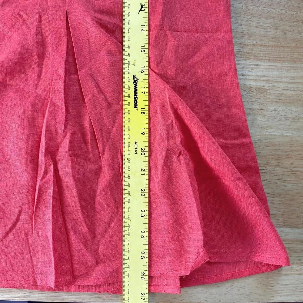 NWOT Coral Red Linen & Cotton Sleeveless Button Up Tank Top Blouse S - Picture 7 of 8
